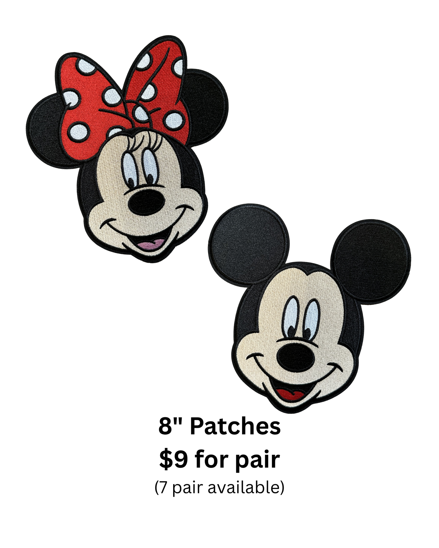 8" Mickey & Minnie Iron On Patches