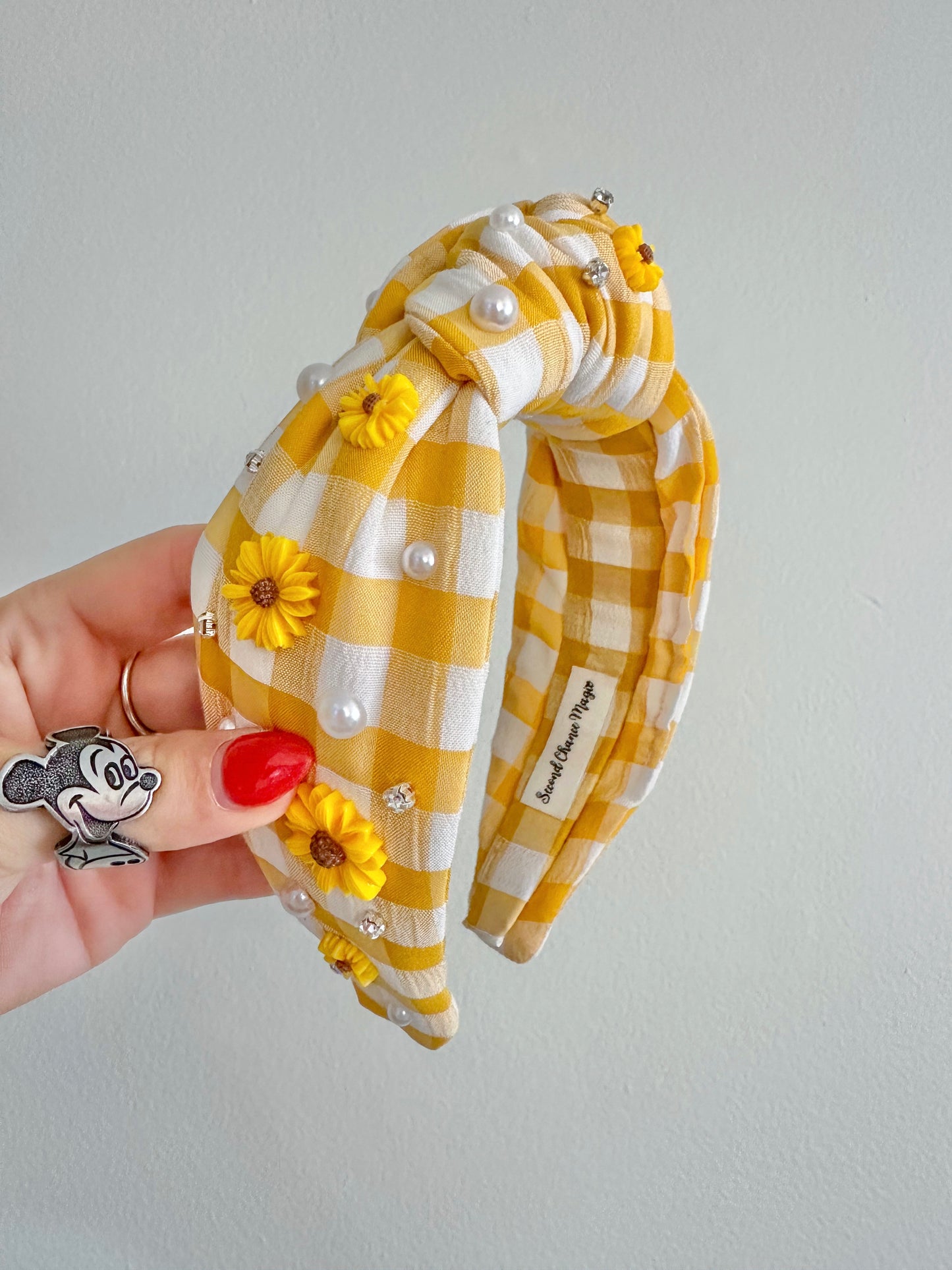 Yellow Gingham Knot Headband