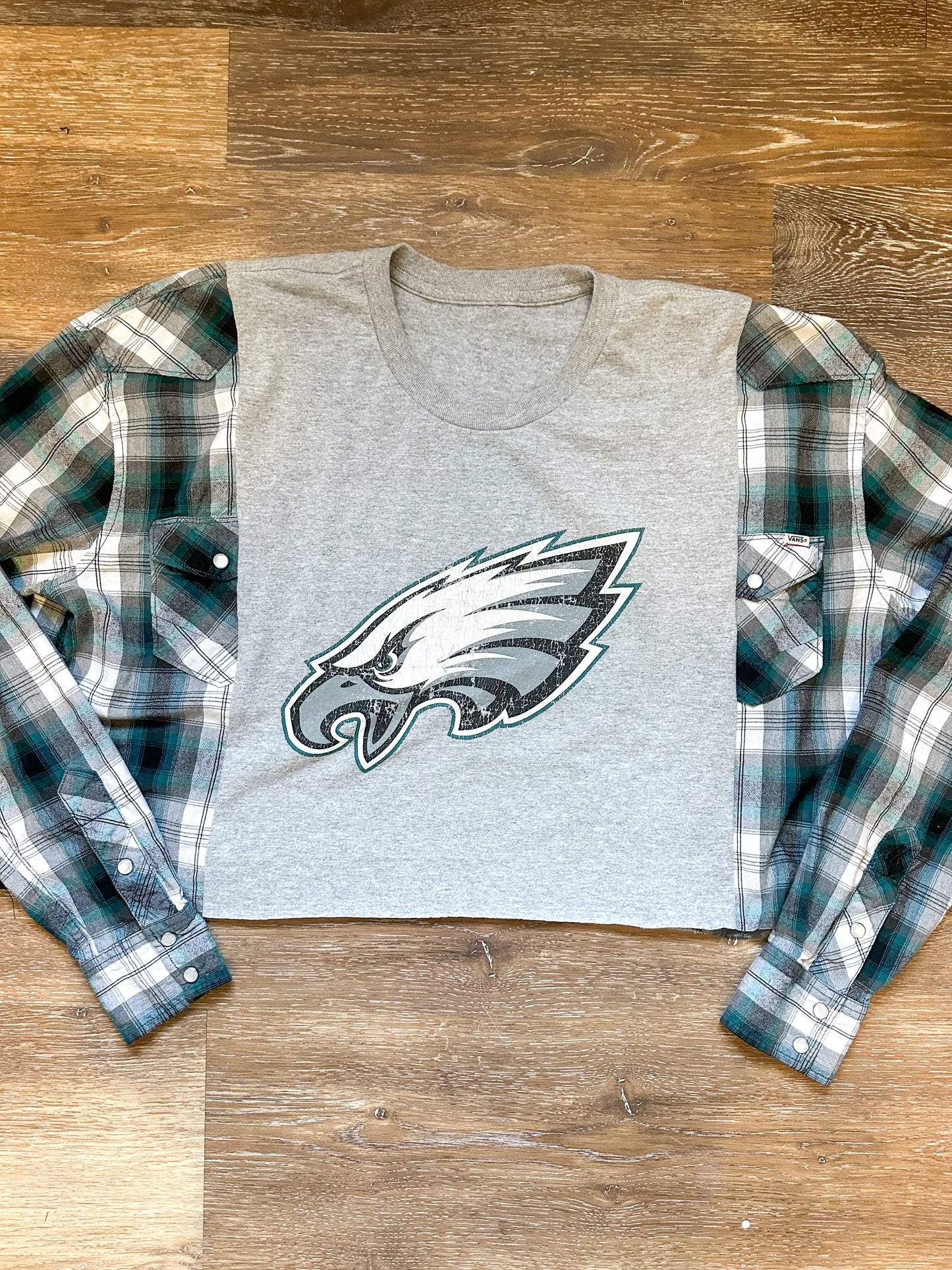 Eagles Plaid Tee Rework & Matching Knot Headband