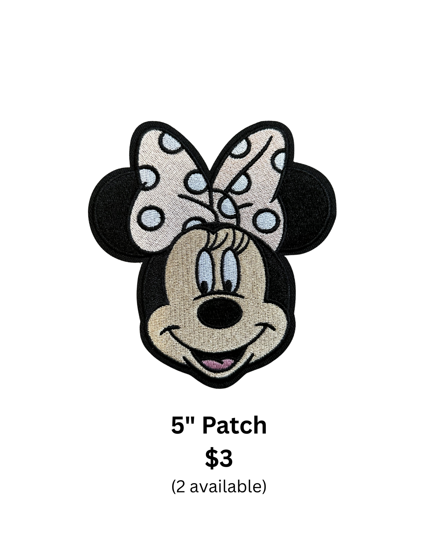 5" Minnie Iron On Patch with Pink Bow
