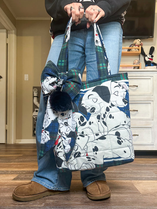 Dalmatian Vintage Flannel Pillowcase Tote