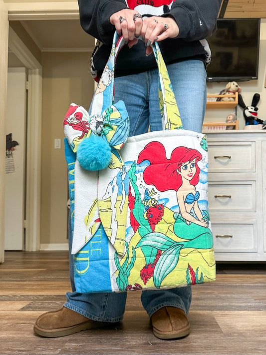 Mermaid Vintage Flannel Pillowcase Tote