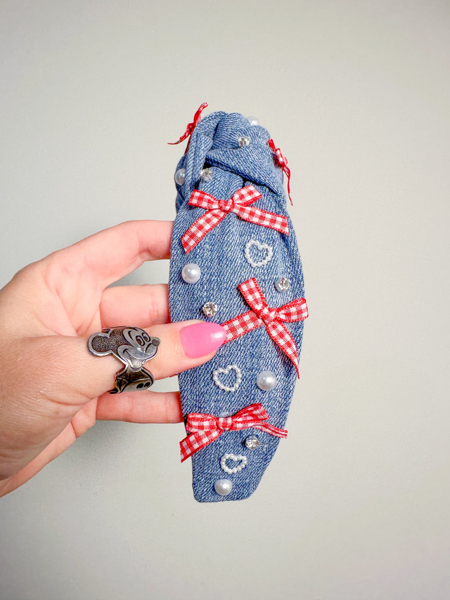 Red White & Blue Denim Knot Headband